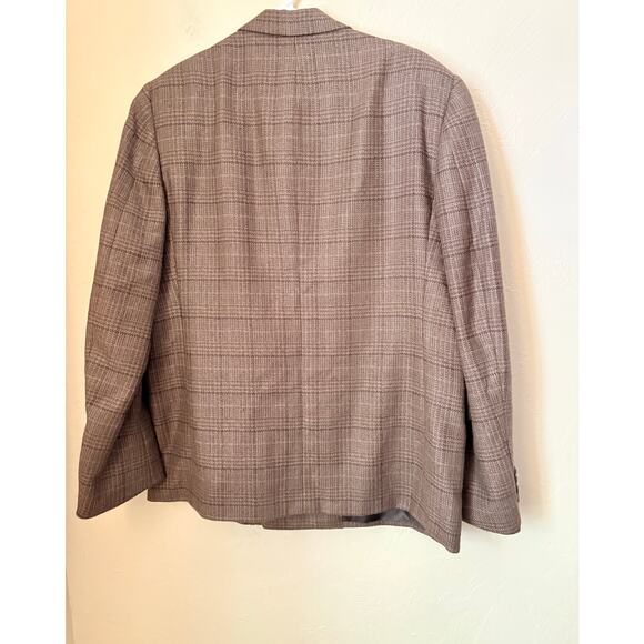 VTG Oxxford Clothes Pure Alpaca Men's Blazer 44R Brown Plaid Neiman Marcus 1991 - Picture 4 of 7